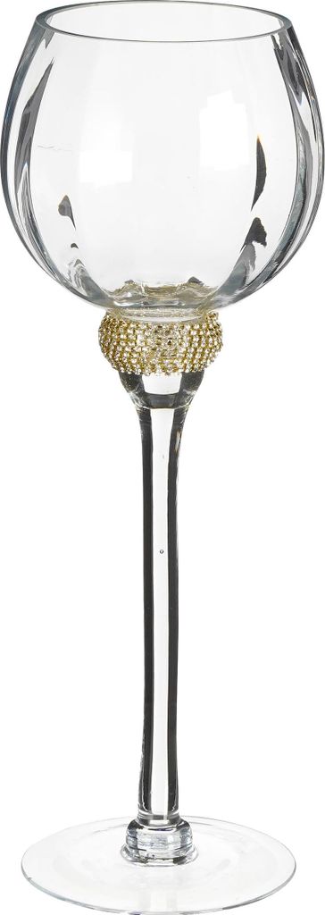 Windlicht GLITTY aus Glas, transparent und goldfarben, 35 cm Höhe, 13 cm Durchmesser
