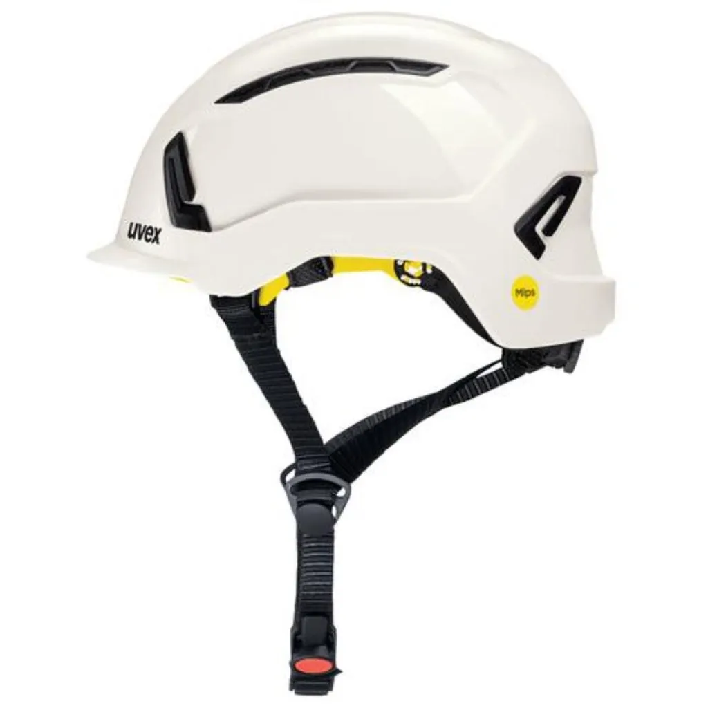 Casque de chantier Uvex blanc en plastique ABS et textile respirant