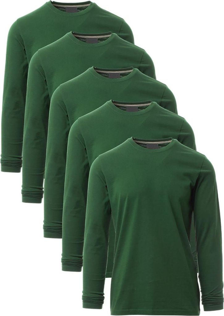 Mivaro Herren 5er Pack Langarmshirts Grün - 100% Baumwolle Longsleeves mit Rundhals, leicht anliegend, feinmaschiges Gewebe mit 165g/m² Stoffgewi...