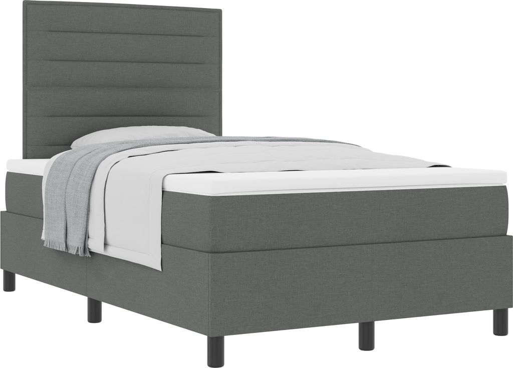 "2025"cloris Bettrahmen, Boxspringbett mit Matratze Dunkelgrau 120x200 cm Stoff - Klassische Betten CHY11534