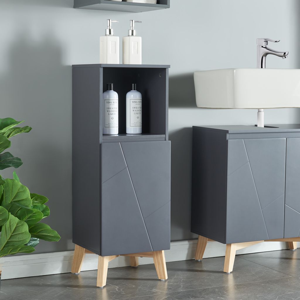 Badezimmerschrank 'Overath' Midischrank 86x30x30cm Grau Produktbild 