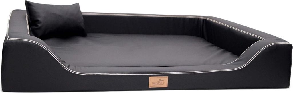 tierlando Orthopädisches LUXUS-Hundebett MELODY LATEX Anti-Haar Kunstleder - Größe: 120x85cm | Farbe: 03 Schwarz