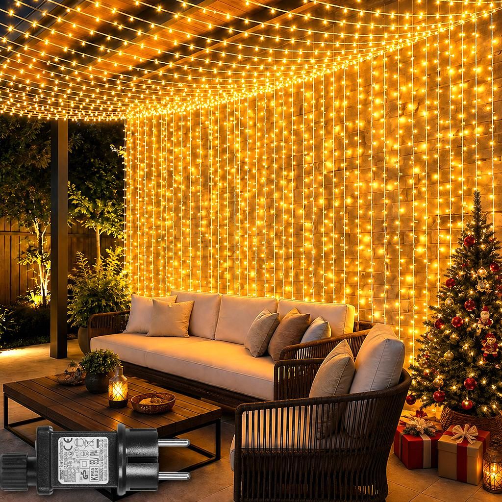 3x3M Lichtervorhang Innen Deko Weihnachten LED Lichterkette Produktbild 
