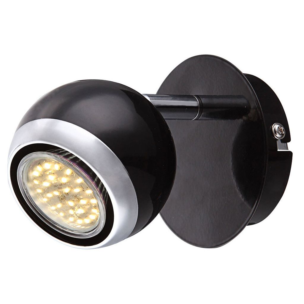 LED Wandlampe, Chrom, beweglicher Spot, schwarz, H 11,5 cm