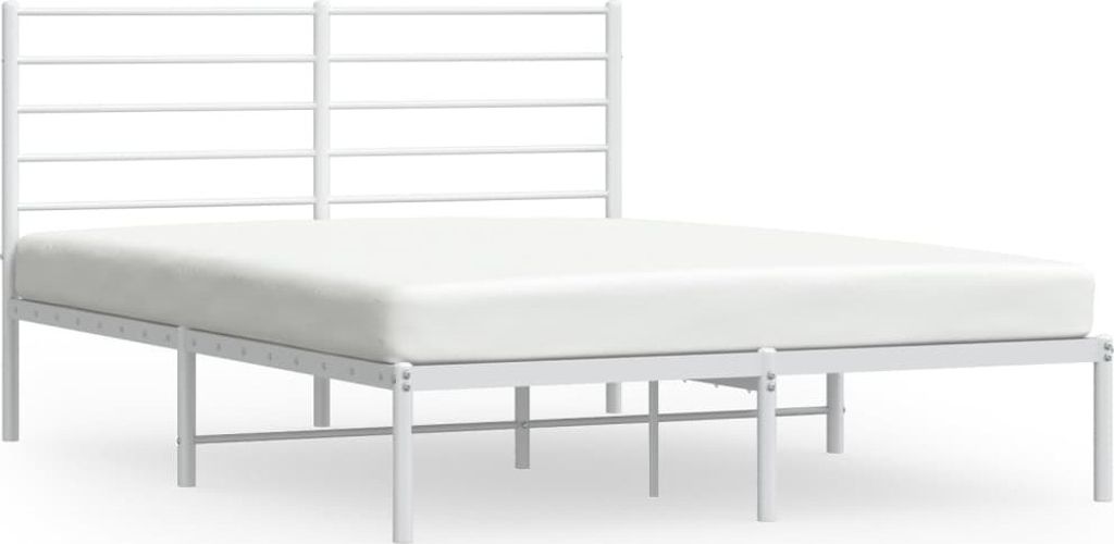 Bettgestell mit Kopfteil Metall Weiß 120x190 cm Produktbild 