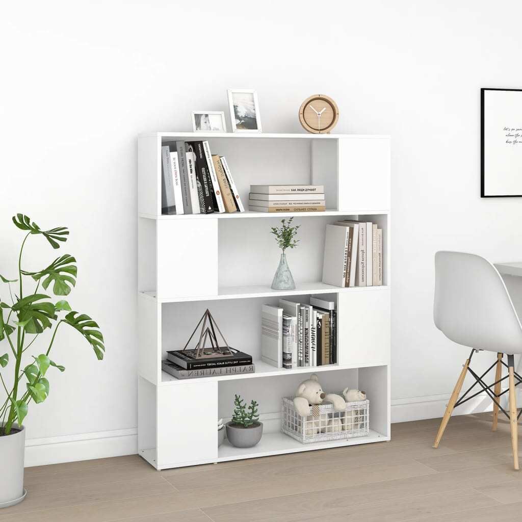 "Winter Sale" Bücherregale - Weiß Bücherregal Raumteiler Weiß 100x24x124cm DE4393744