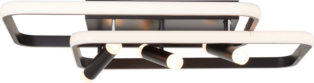 BRILLIANT moderne LED Deckenleuchte DALIDA | schwarze eckige Deckenlampe dimmbar über Fernbedienung | Lichtfarbe einstellbar | 54W 7600 Lumen 3000...