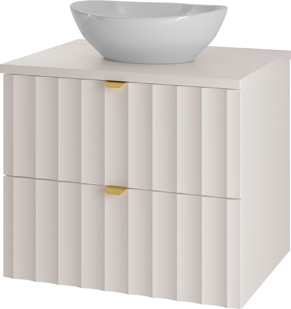 Waschbeckenunterschrank inkl. Waschbecken 60 cm breit in weiß matt AVOLA-140