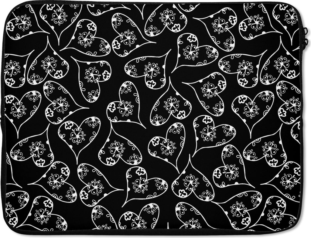 MuchoWow Laptop Hülle 17 Zoll Laptoptasche Mädchen - Herz - Blumen - Muster - Mädchen - Kinder - Baby - Zipper - Schutzabdeckung
