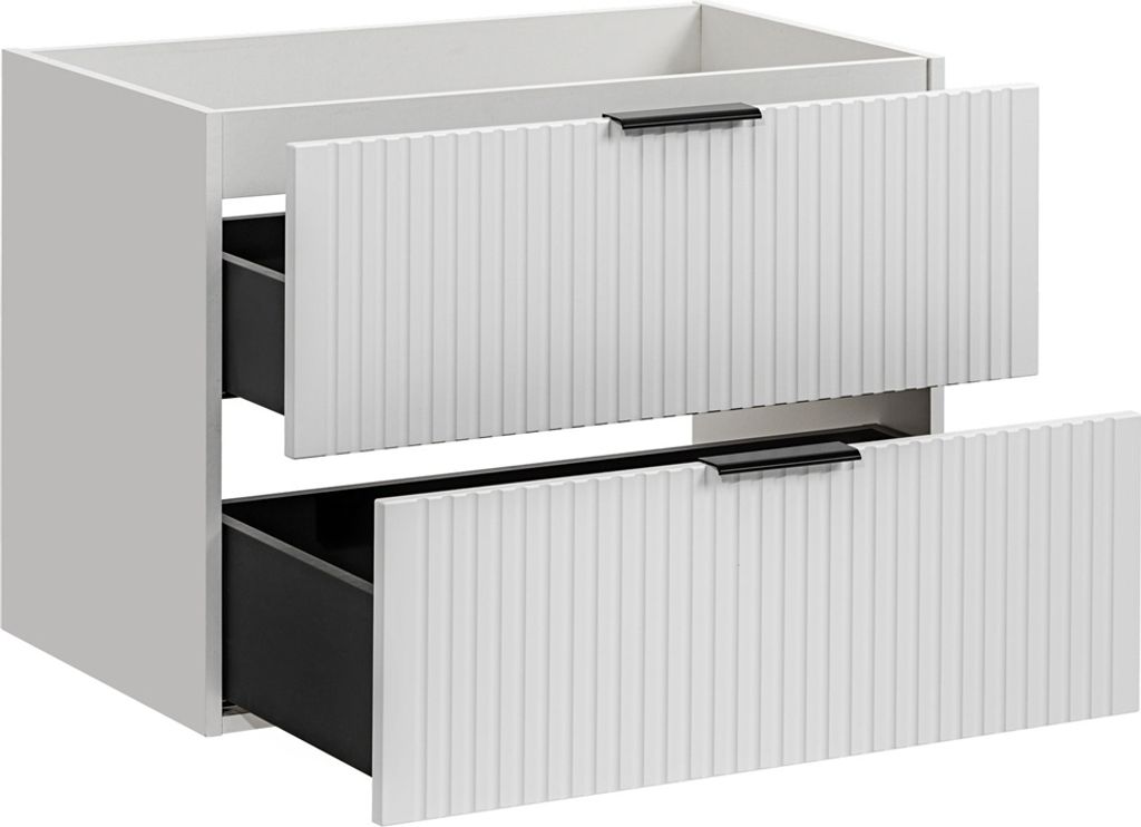 Waschtischunterschrank 80 cm in weiß matt mit gerillter Produktbild 4