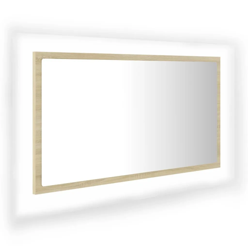 Specchio Design LED 80x37 Rovere Sonoma SYFAX™ - Eleganza per il Bagno