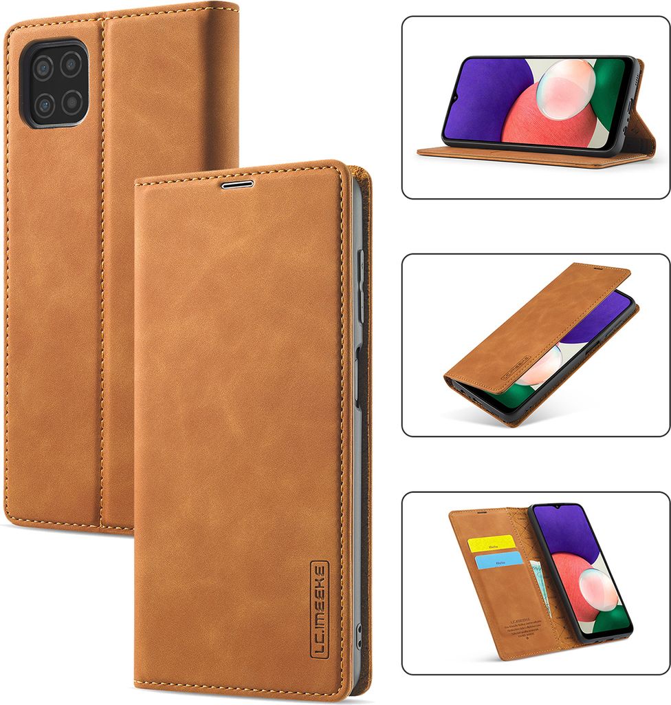 Galaxy A22 5G Hülle, Standfunktion Kartenfach Wallet Leder Produktbild 