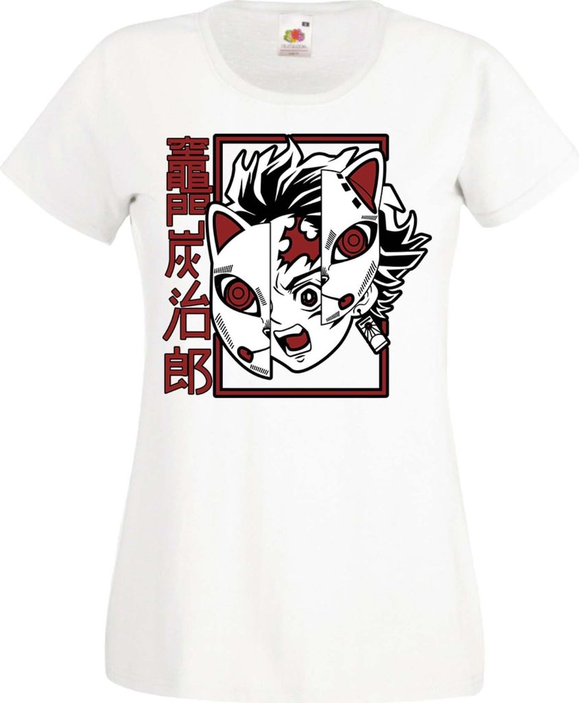Damen T-Shirt Anime Manga Demon Anime Slayer Tanjiro Tonos, Lady XL / Weiß