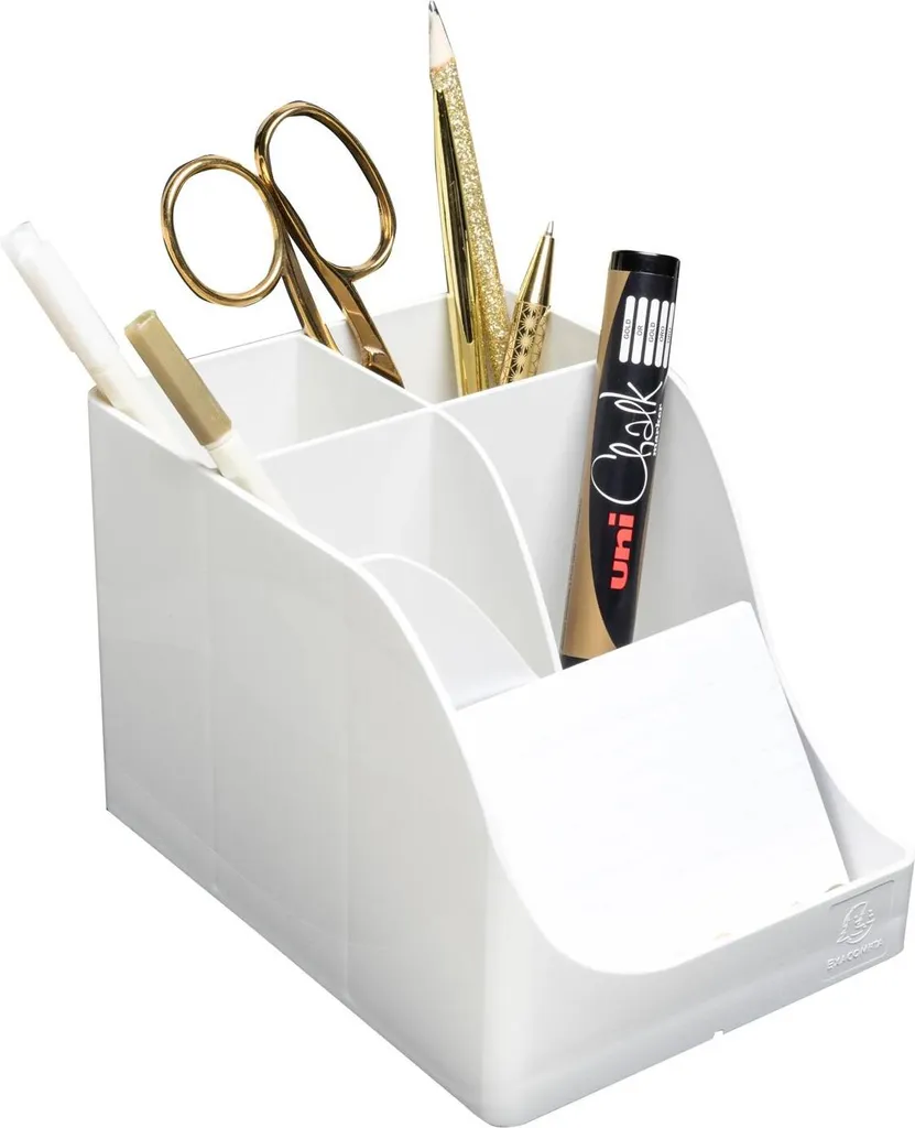 Pot à crayons Blanc Exacompta Autentik 69513D pour Bureau - Set de 4