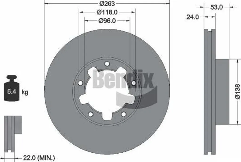 Disque de frein BENDIX BDS2143 OE 061002950 pour Cabstar et Trade