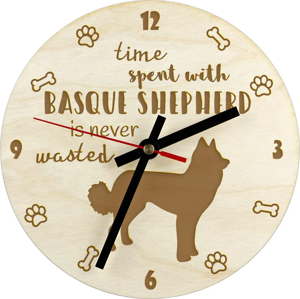Orologio Cane Pastore Basco Art-Dog | Legno Inciso Personalizzabile