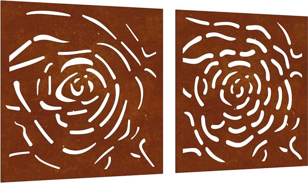 vidaXL 2-tlg. Garten-Wanddeko 55x55 cm Cortenstahl Rosen-Design