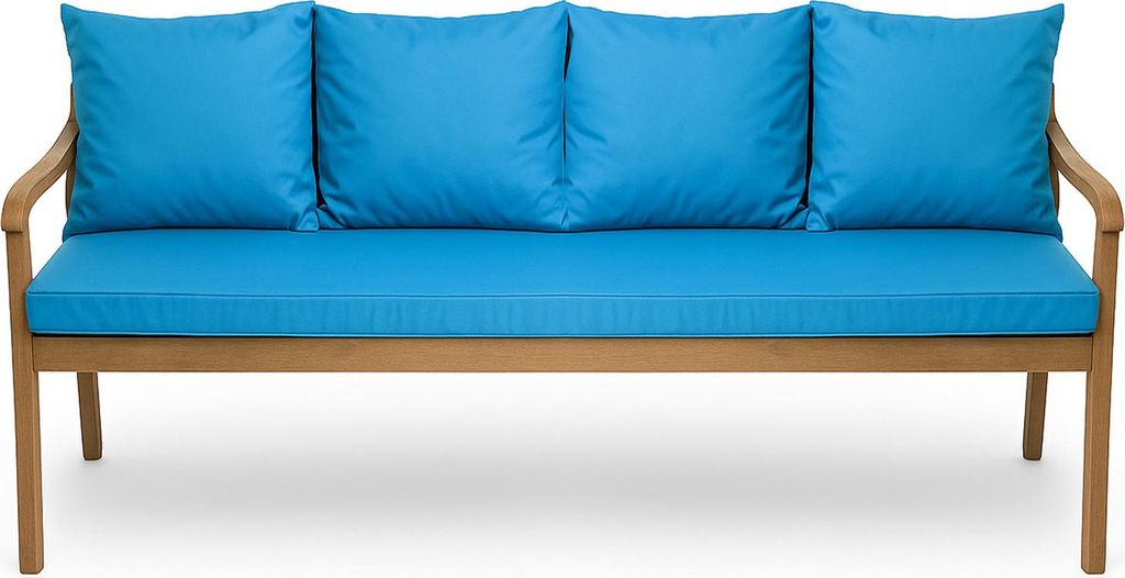Gartenkissen Set blau – 180x50 + 4x50x56 cm Gartenkissen für ein 2-3-Sitzer-Sofa Weiche Auflagen für Rattan/Polyrattan – Abnehmbare Bezüge