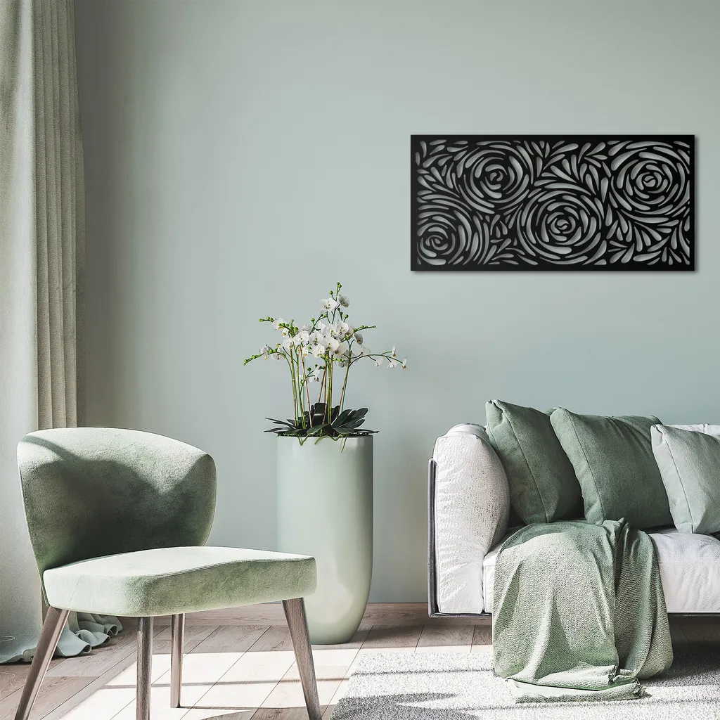 Decorazione Metallo Wallity TNL1960 Nero 100x48 - Arte Murale Moderna
