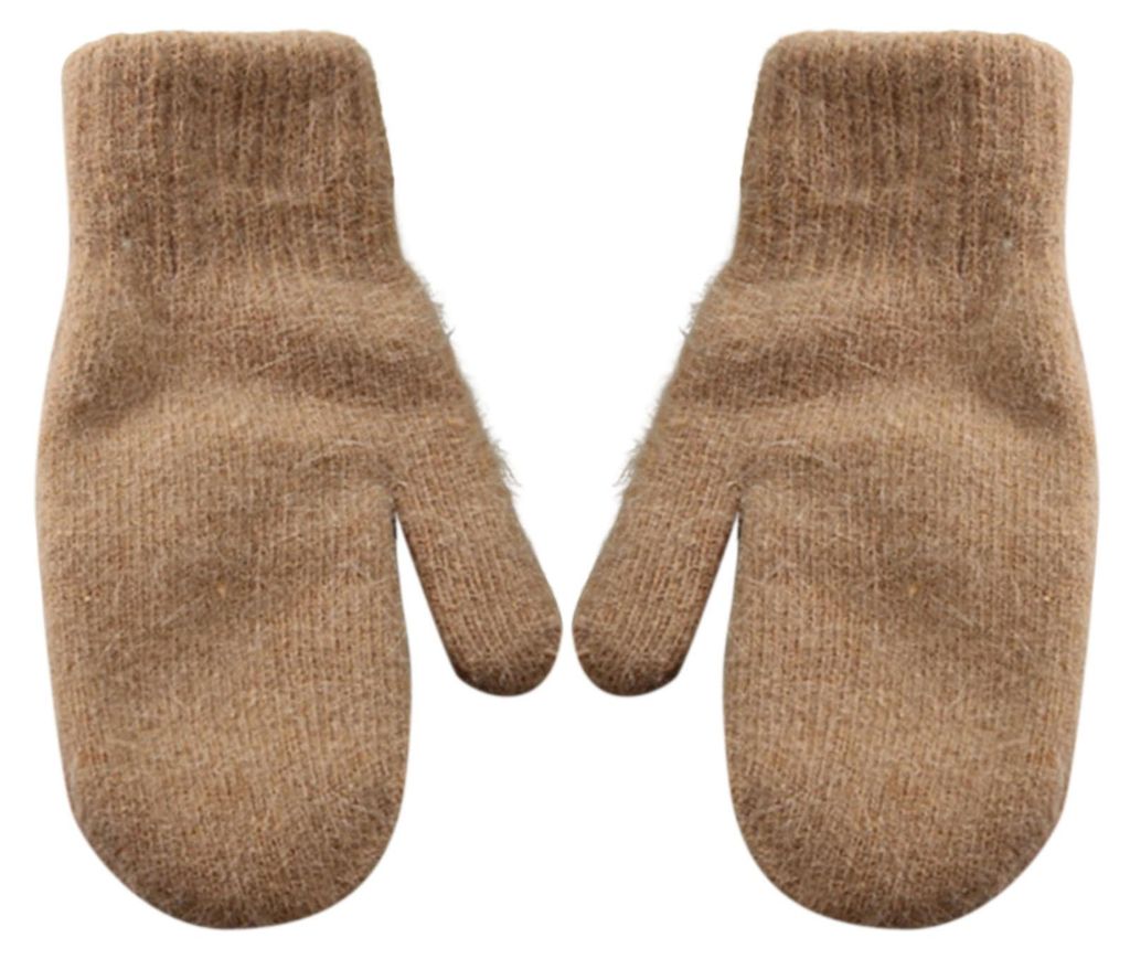 1 Paar Damen-Fäustlinge, doppellagig, niedlich, dehnbar, weich, dick, kältebeständig, einfarbig, Herbst-Winter-Handschuhe für Mädchen zum Reiten