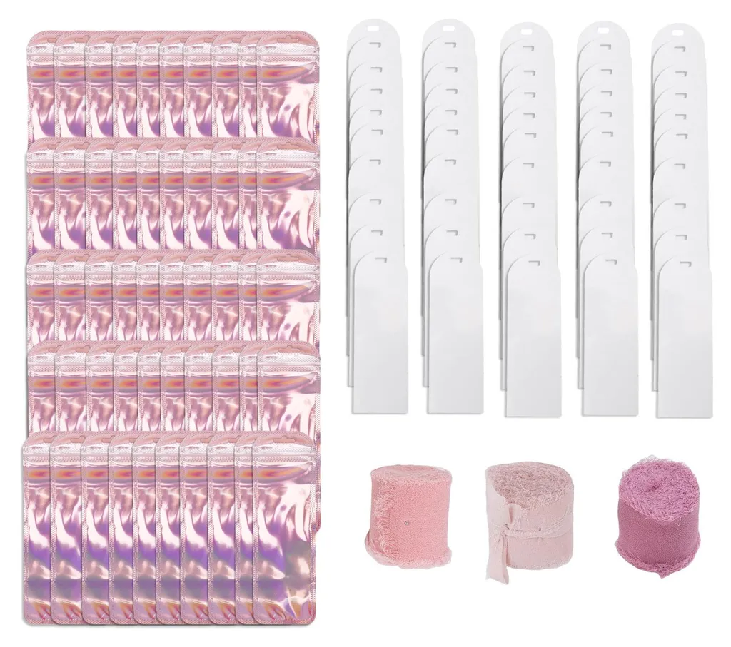 Kit 50 Marque-pages Acrylique Transparents avec Sachets et Rubans