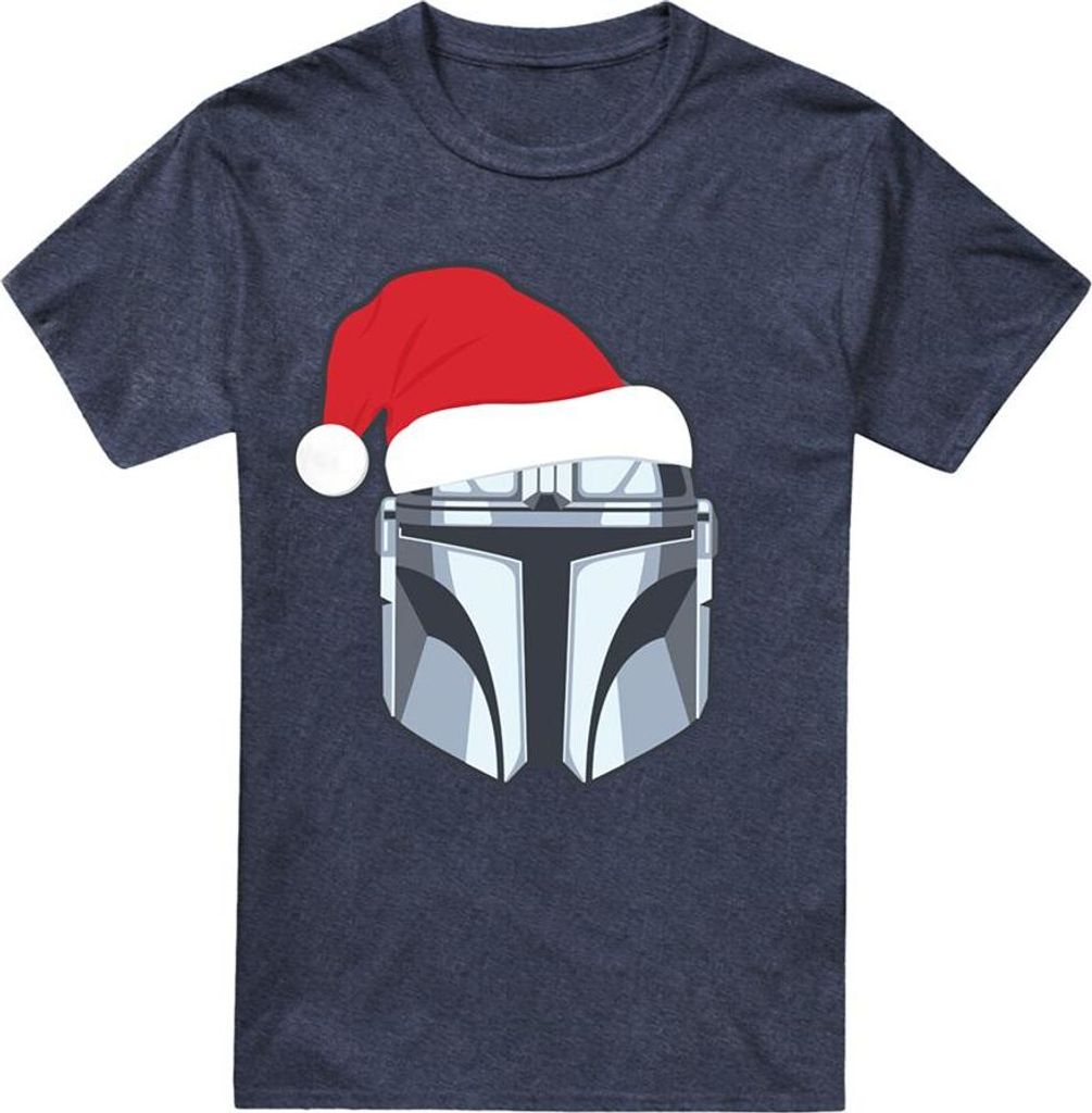 Star Wars: The Mandalorian - T-Shirt für Herren/Damen Uni, Polyester-Baumwollmischgewebe, weihnachtliches Design TV26449 (3XL) (Marine)