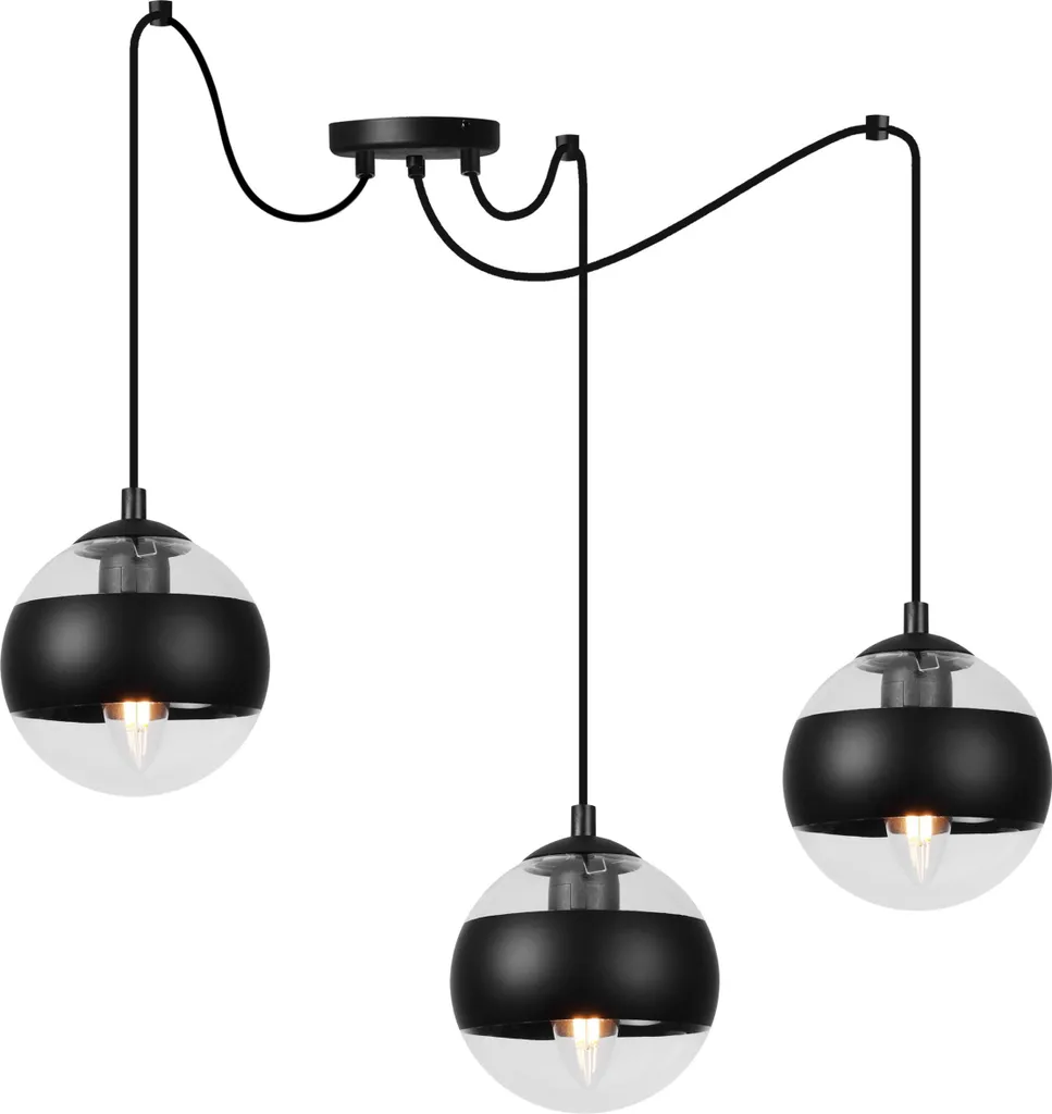 Lampada Toledo Spider 3 Luci: Illuminazione Design Vetro Nero E14