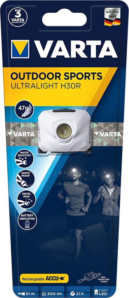Varta Outdoor Sports Ultralight H30R blanche, rechargeable Image du produit 