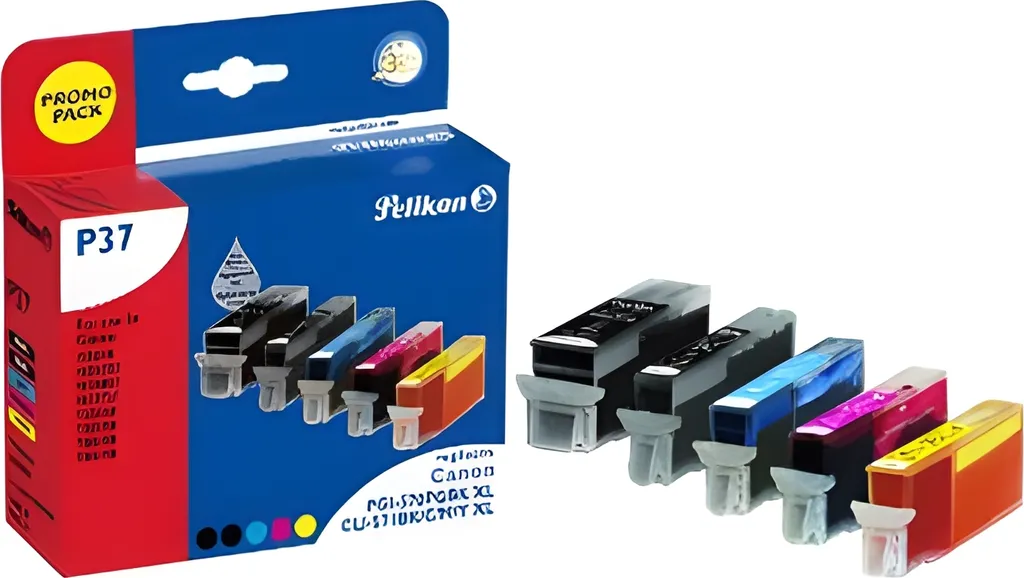 Lot de 5 cartouches d'encre Pelikan P37 compatibles Canon CLI-571XL Noir