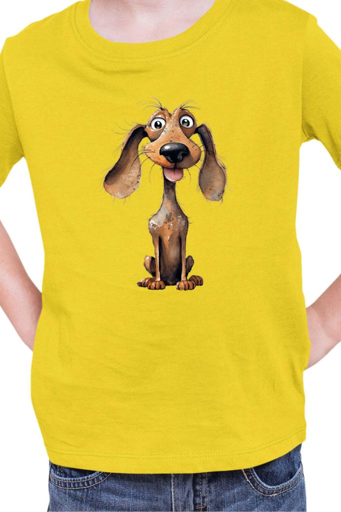 Kinder T-Shirt Funny Dogs Breeds Dachshund Dog Breed 010, 12-13 Jahr - 152 / Gelb