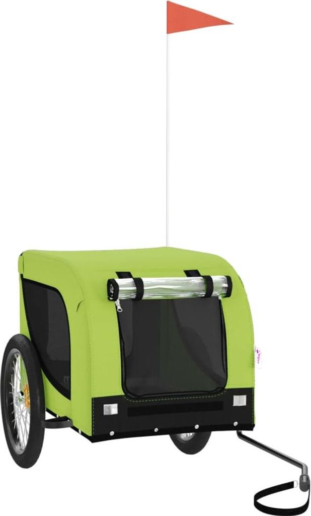 vidaXL Fahrradanhänger Hunde Grün und Schwarz Oxford-Gewebe & Eisen