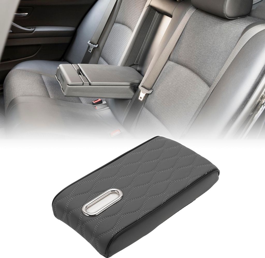 Center Console Kissen Pad 12.59"x6.69" Center Console Abdeckung Armlehne Sitzbox Abdeckung Kunstleder Grau