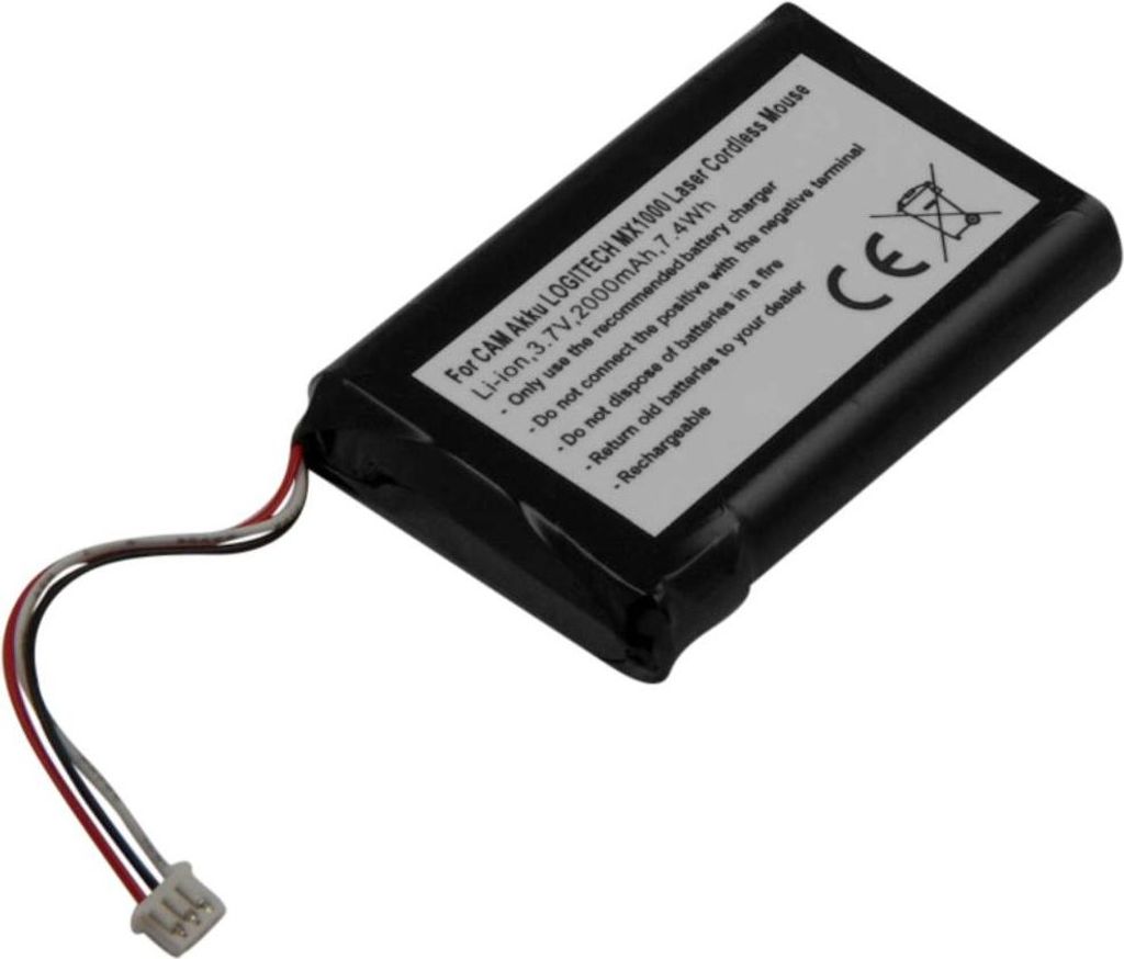 Avizar, Logitech MX1000 kabellose Maus-Akku 3,7 V 2000 mAh Li‐Ion, Schwarz