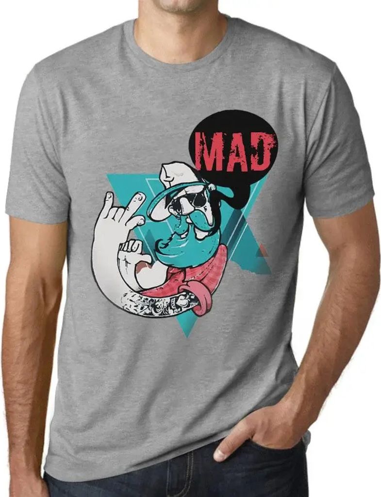 Herren Grafik T-Shirt Funky Grampa Mad Öko-Verantwortlich Vintage Jahrgang Kurzarm Lustige Druck Geburtstag Geschenk Mann