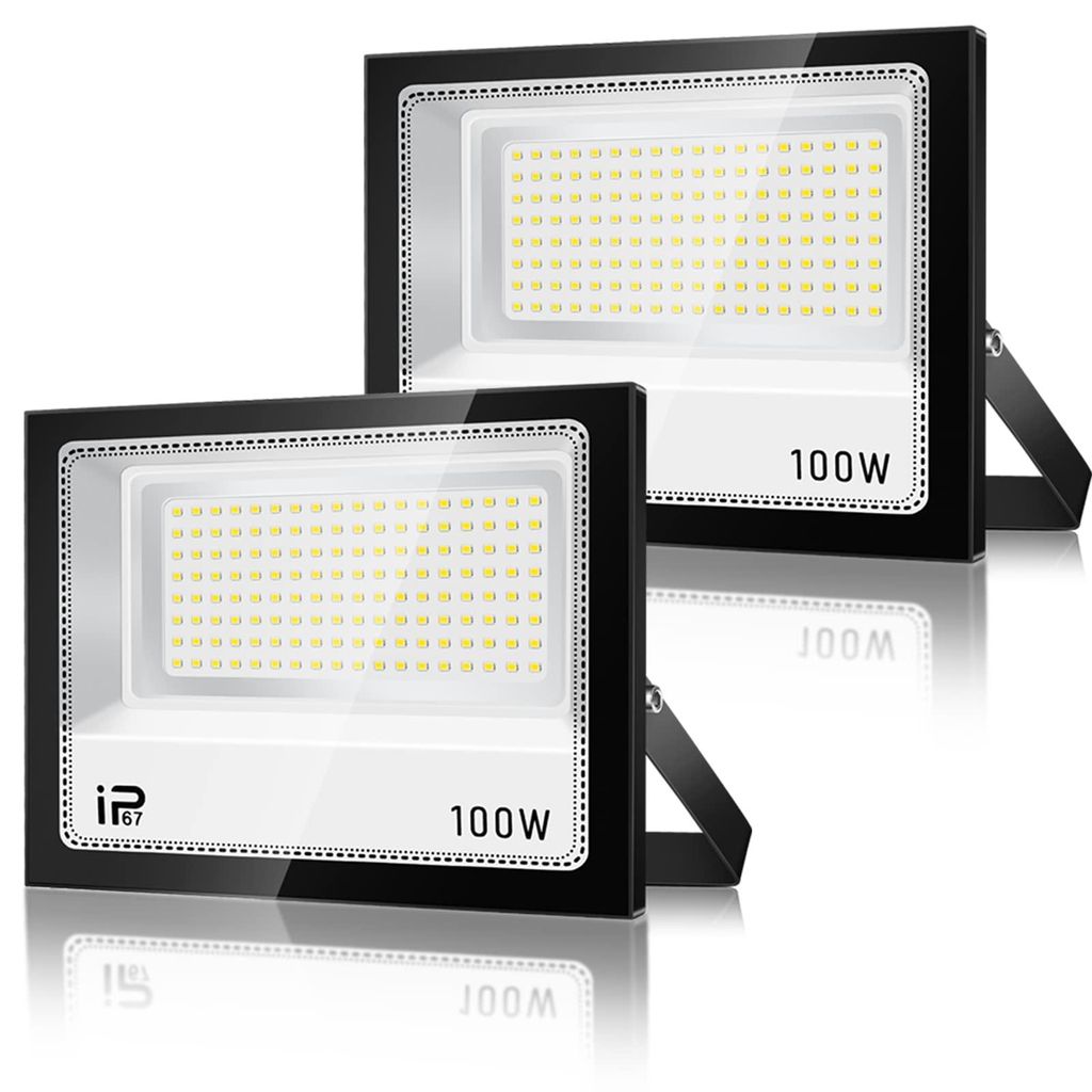 LED-Flutlicht 100W 2er-Pack IP67 10000lm 7000K kaltweiß
