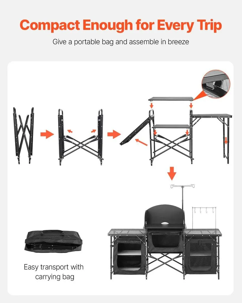 Meuble de camping multifonction avec station de cuisson et rangements - 5