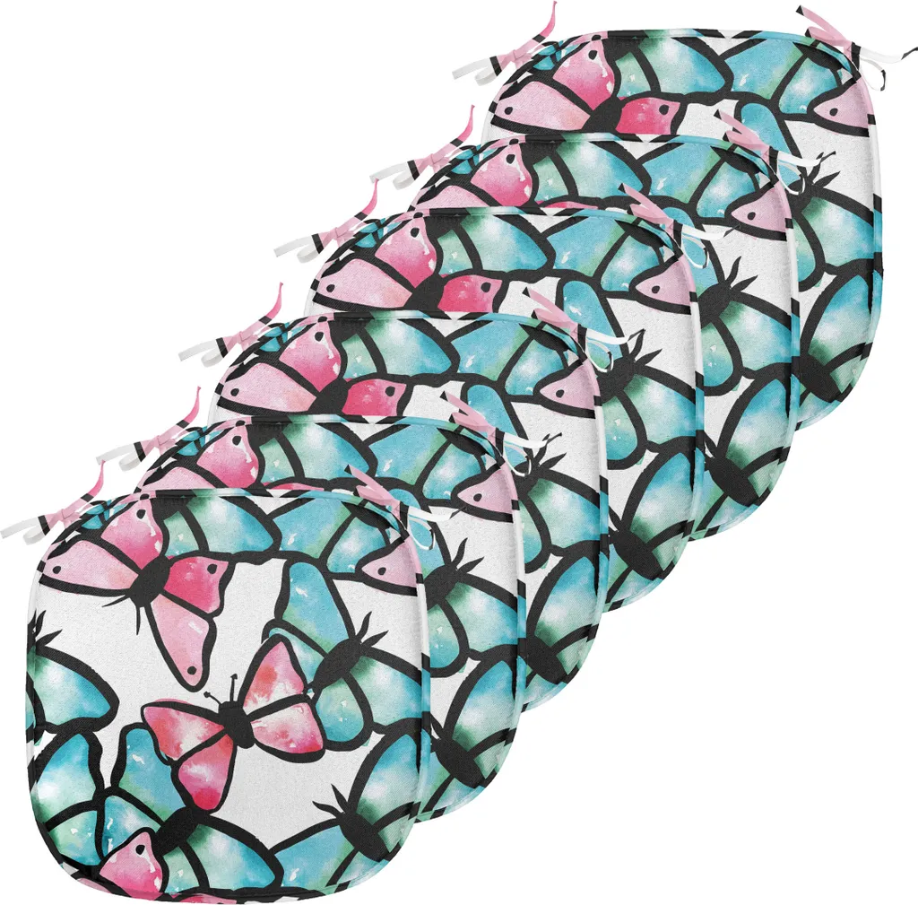 Coussin de Chaise Imperméable Lot de 6, Assise Déco 40x40 cm Bleu Rose