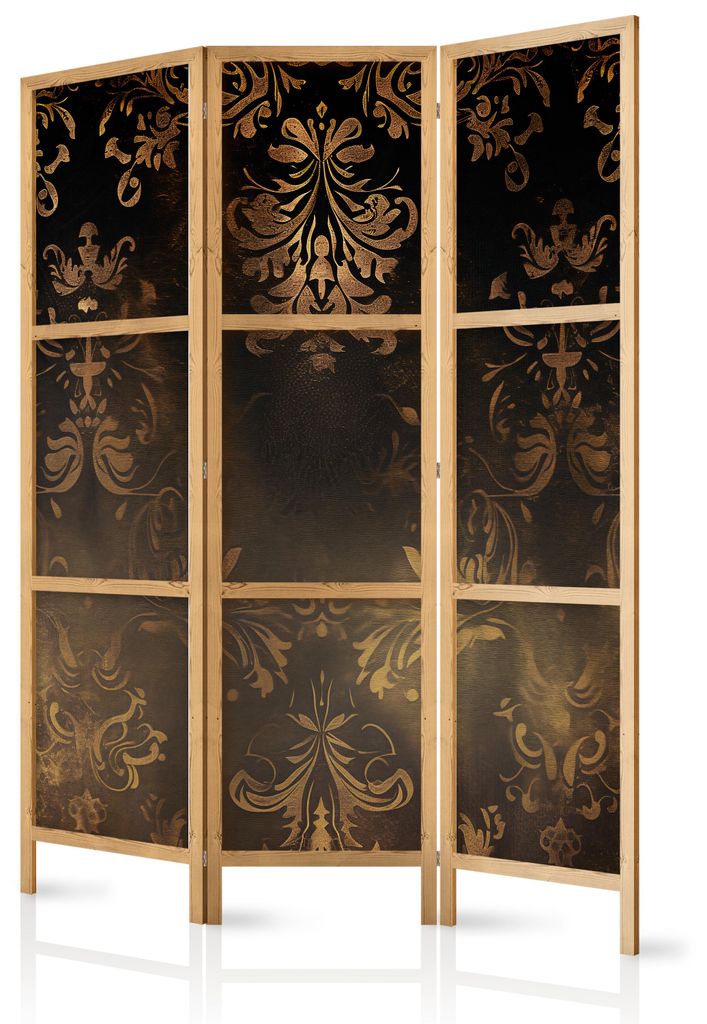 Muralo Japanischer PARAVENT 3-teilig Raumteiler klappbar PREMIUM-Vliesleinwand VINTAGE ORNAMENTE für Wohnzimmer 135cmx172cm