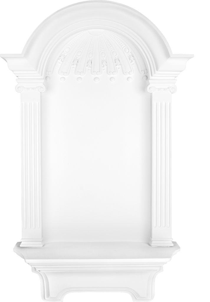 Wandnische Oberteil | vorgrundiertes schlagfestes Polyurethane | Rundbogen | Gartendeko | Stuck | weiß | Polyurethan| Hexim Perfect | K6010