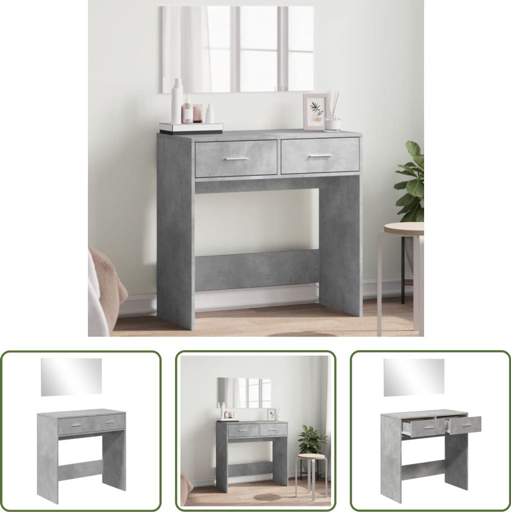 The Living Store Schminktisch mit Spiegel Betongrau 80x39x80 cm