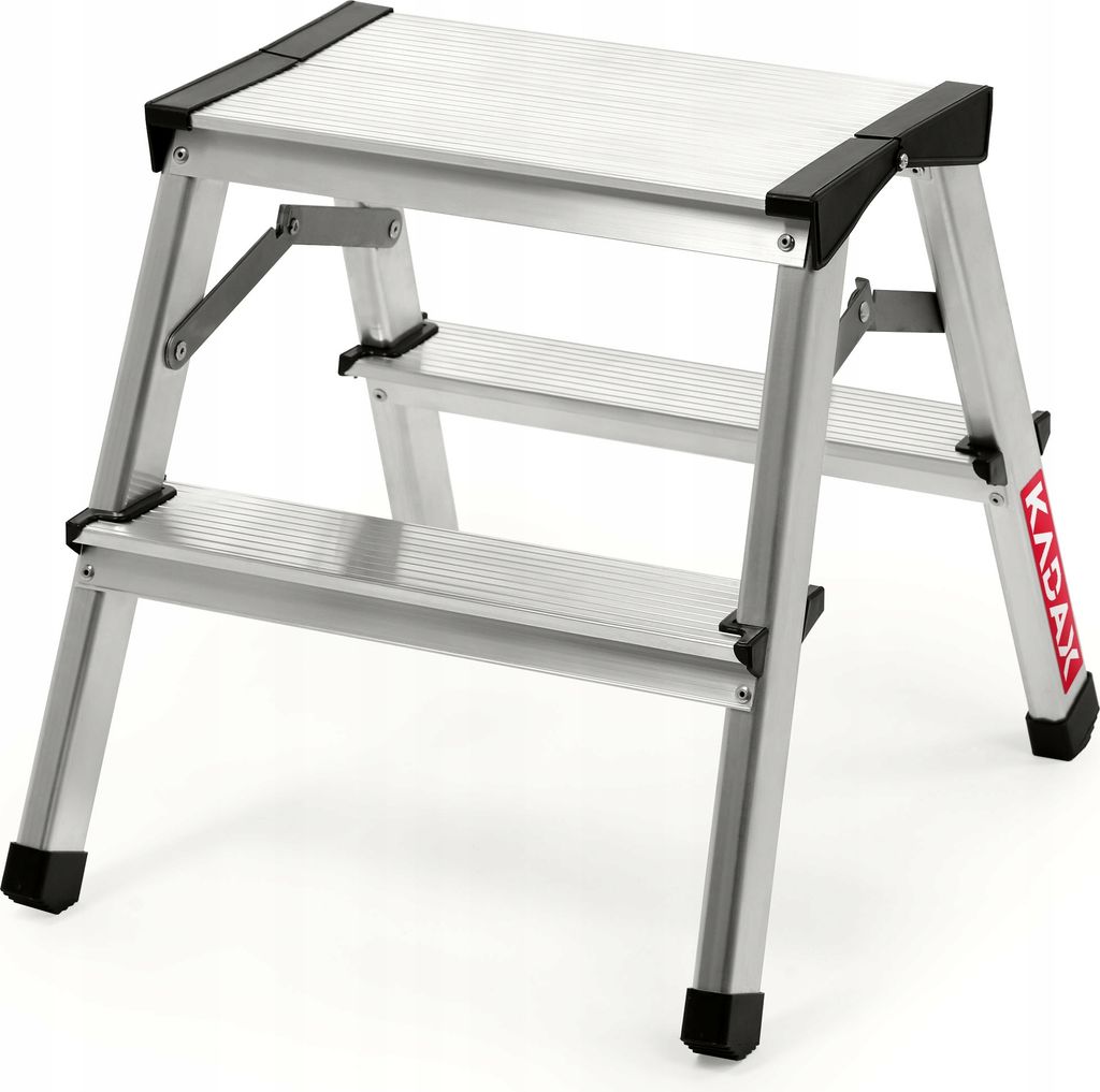 KADAX Trittleiter "Musko", Klappleiter aus Aluminium bis 125 kg, beidseitige Leiter, 2 Stufen