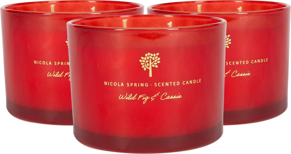 Nicola Spring Soja Wachs duftende Kerzen - Glas Aromatherapie Geschenk fÃ1/4r sie - 38 Stunden Burn Time - 350g - Wild Feigen & Kassis - Pack mit 3