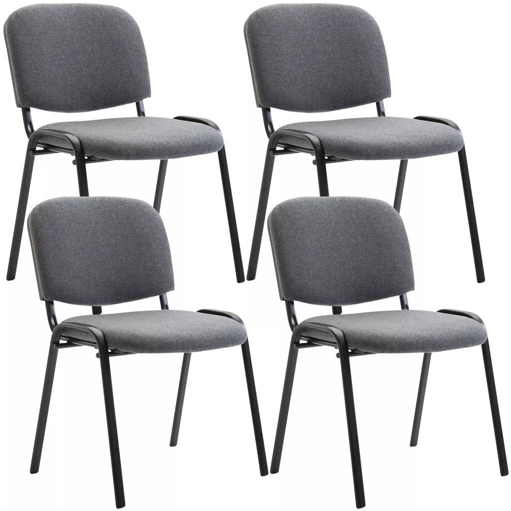 In And OutdoorMatch Besucherstühle Jaylon - Grau - 4er-Set - Kunstleder - Metall mattschwarz - 53 x 53 x 83 cm - stapelbar - Sitz gepolstert