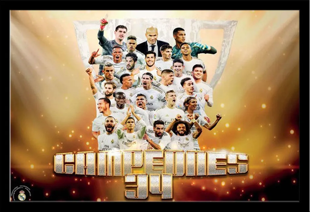 Cadre Photo Football Real Madrid 2019/2020 Poster avec Vitre Acrylique