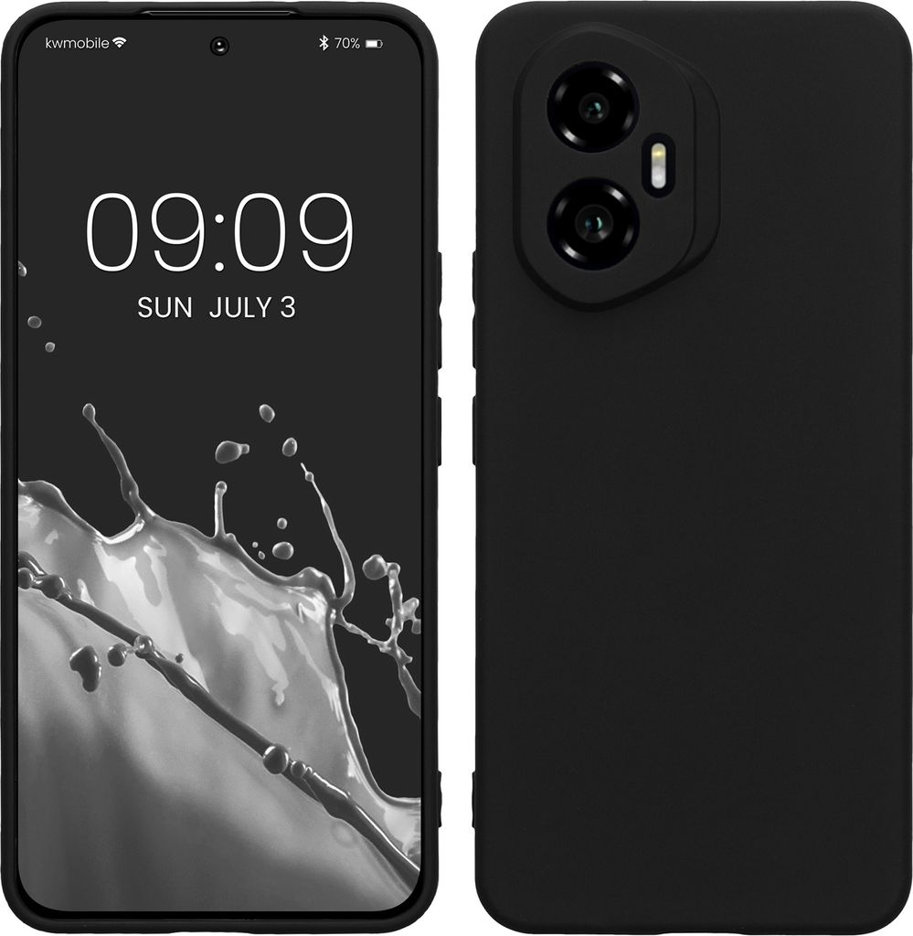 kwmobile Handyhülle kompatibel mit HONOR 300 Hülle - Handy Case aus weichem Silikon in Schwarz matt