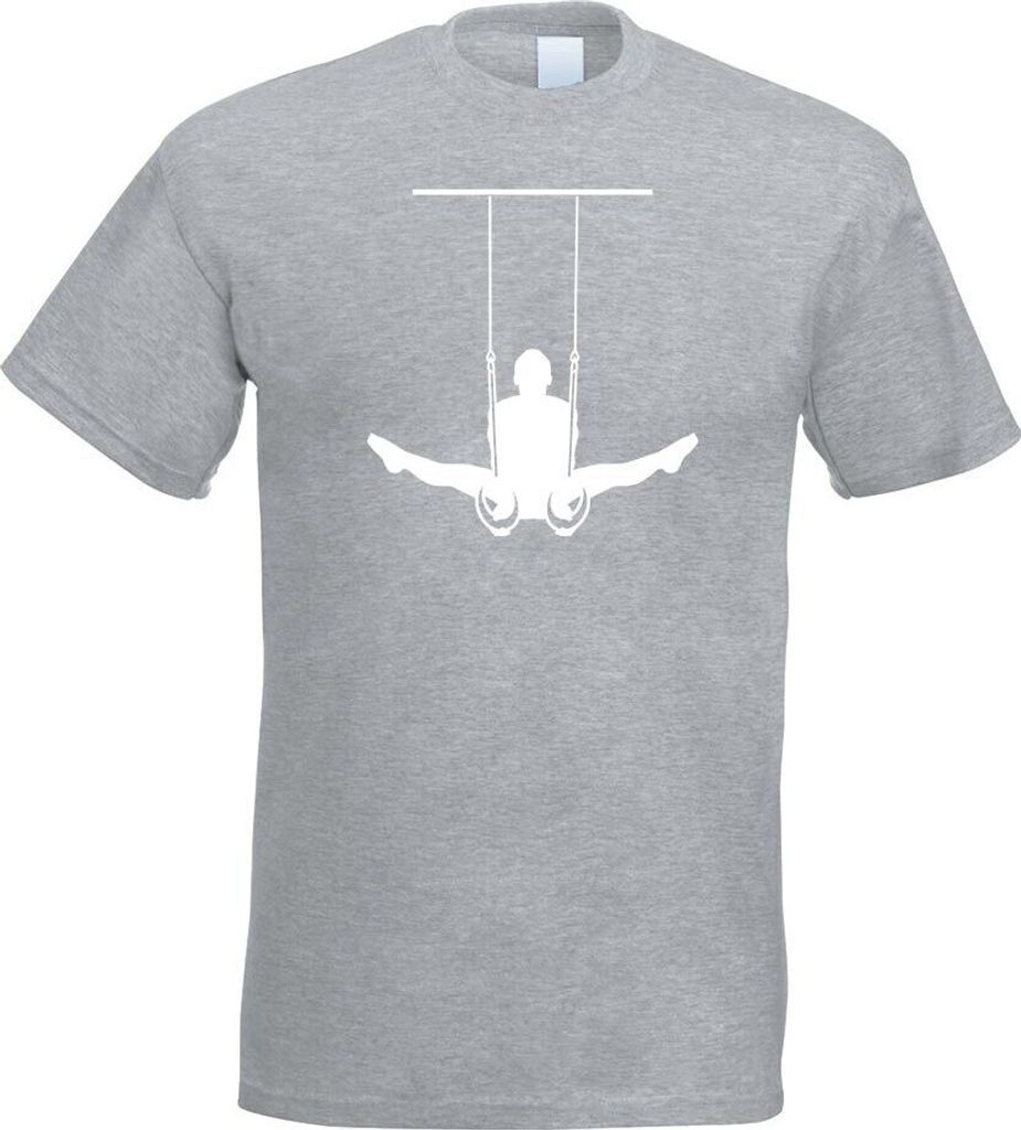 Kiwistar - T-Shirt - Graumeliert - Turnen Ringe Sportler Figur Motiv Bedruckt Funshirt Design Print - mit Motiv Bedruckt - Funshirt Design - Sport ...