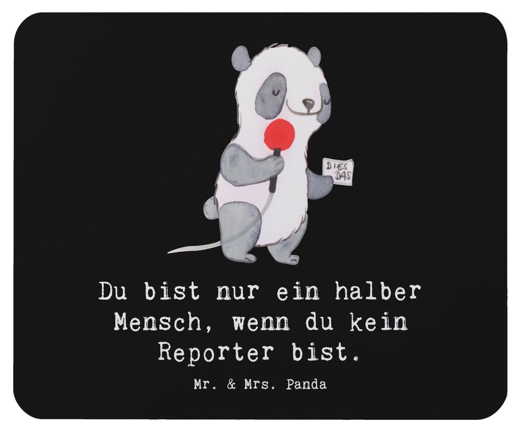 Mr. & Mrs. Panda Mouse Pad Reporter Herz - Schwarz - Geschenk, Mousepad, laptop mauspad, pc