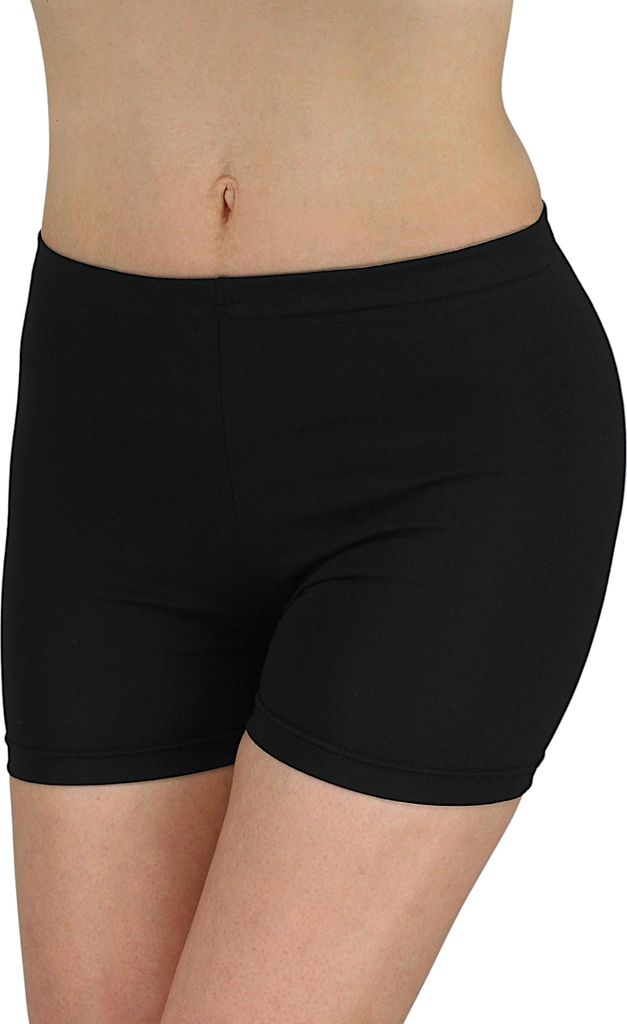 Alkato Damen Sport Shorts mit Hohem Bund Hotpants Radlerhose, Farbe: Klassisch / Schwarz, Größe: 34