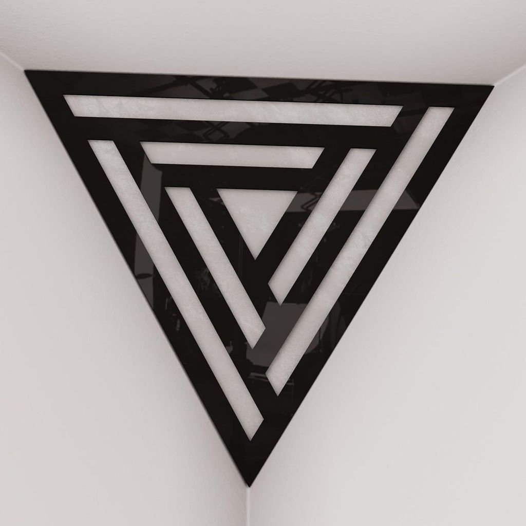 2er-Pack – Deckenecken-Bassfalle "Triangle-F" | Pyramidenförmiger Akustikschaum mit laminierter HDF-Platte und Stoff [SCIFI -Schwarzer Kunststof...