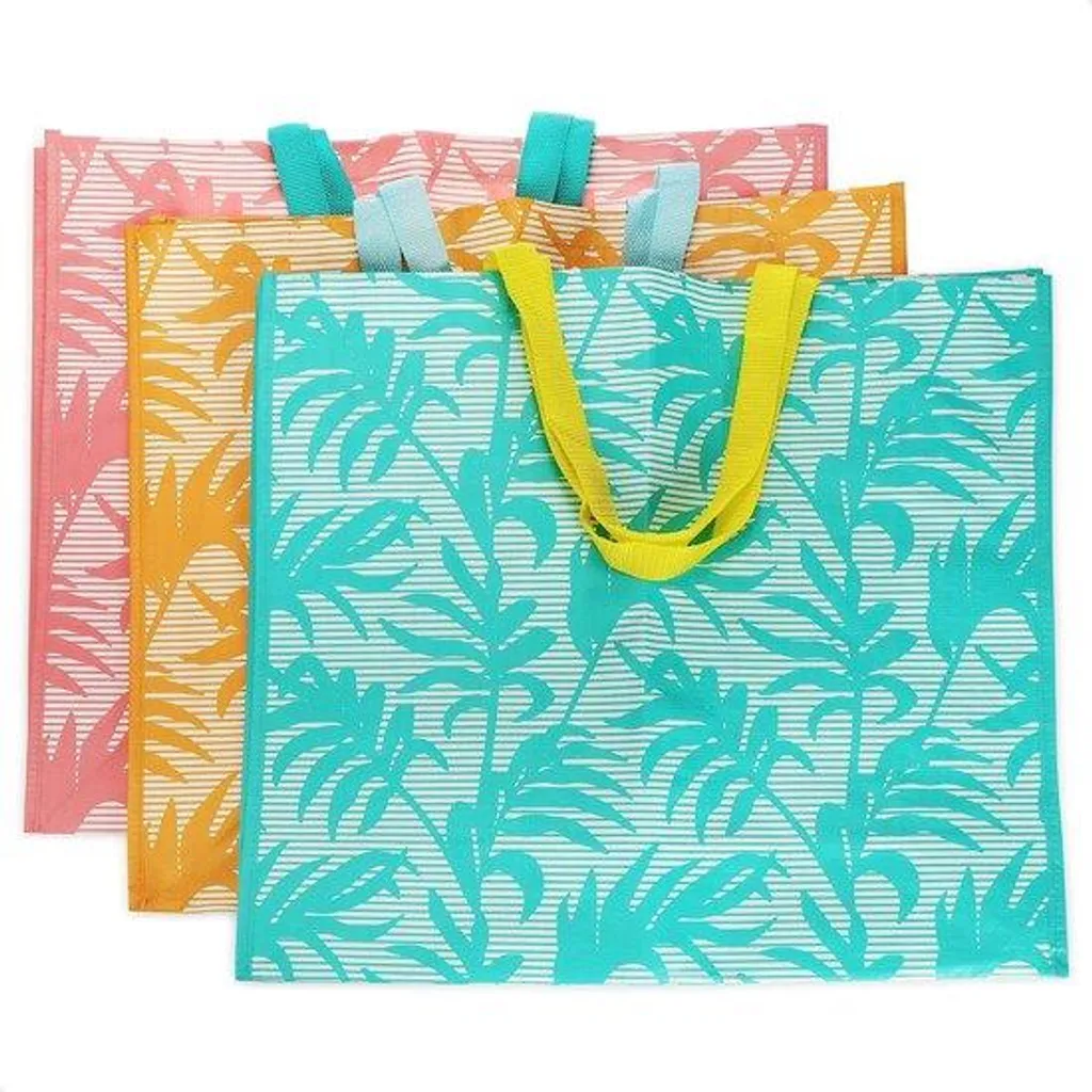 Sac de plage tricolore rose et turquoise grand volume à porter épaule